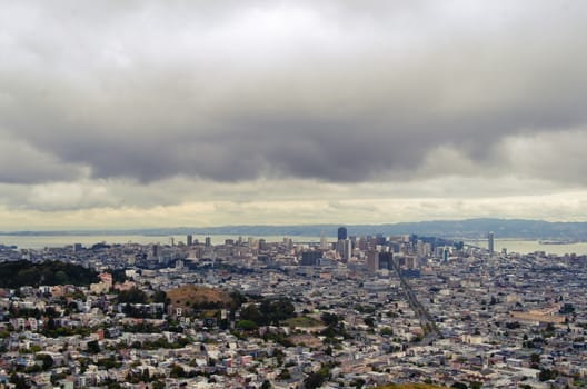 Cloudy sky over San Francisco Downtown seen from Twin Peaks
