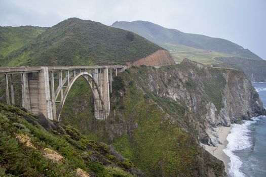 Bixby Creek Bridge in Big Sur, CA, USA towards the south