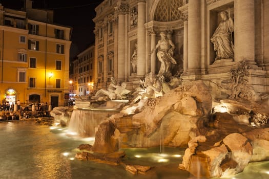 Fontana Di Trevi by night in Rome, Italy.