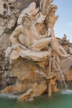 Bernini's Fountain of the Four Rivers - Fontana dei Quattro Fiumi, Piazza Navona, Rome, Italy