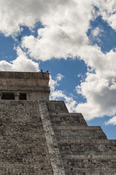 Ancient Mayan pyramid detail. Kukulcan Temple at Chichen Itza, Yucatan, Mexico