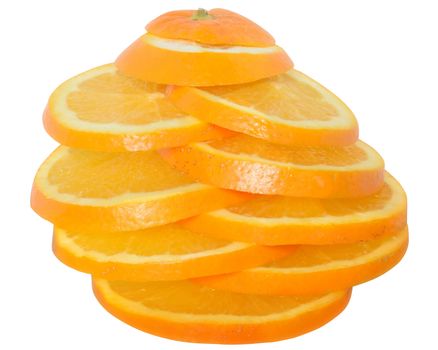 Ripe slice orange on a white background