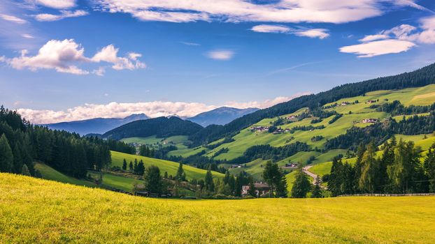 Imressive Dolomites mountains and traditional villages. North of Italy