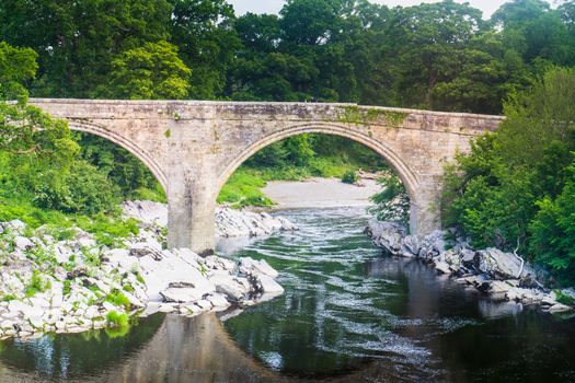 A view of Devils Bridge, a famous landmark on the river Lune near Kirkby Lonsdale