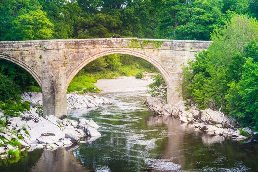 A view of Devils Bridge, a famous landmark on the river Lune near Kirkby Lonsdale