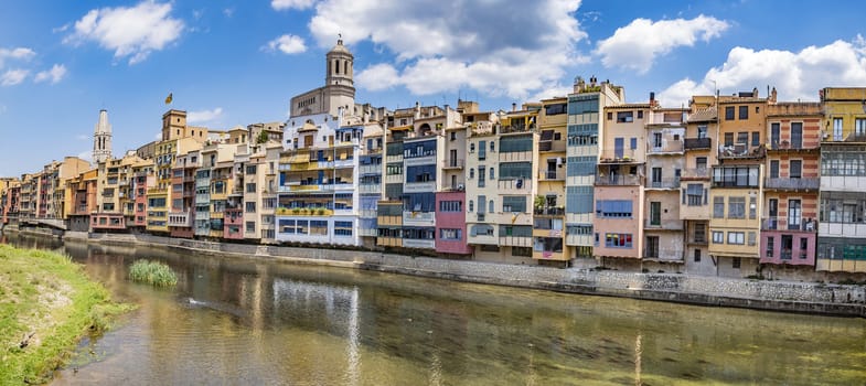 Colorful houses against sky in Girona, Catalonia, Spain