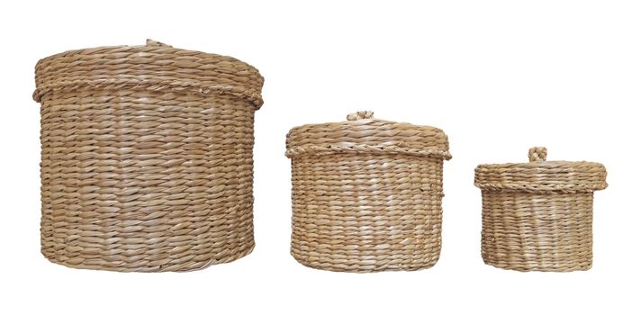 Laundry baskets isolated on white with clipping path