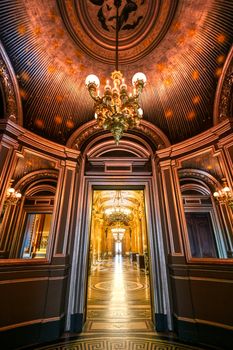 Paris, France - April 23, 2019 - The interior of the Palais Garnier located in Paris, France.