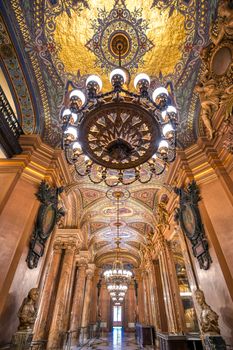Paris, France - April 23, 2019 - The interior of the Palais Garnier located in Paris, France.