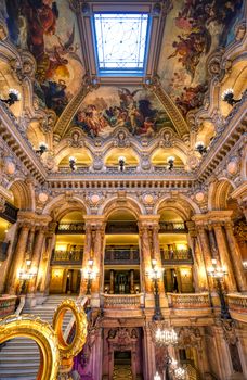 Paris, France - April 23, 2019 - The interior of the Palais Garnier located in Paris, France.