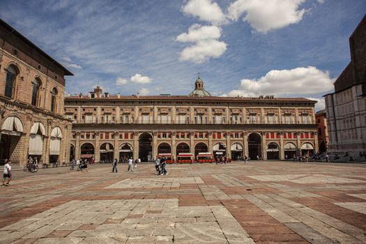 BOLOGNA, ITALY 17 JUNE 2020: Palazzo dei Banchi in Bologna, Italy