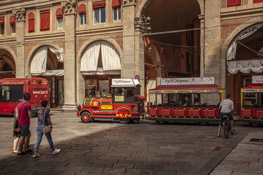 BOLOGNA, ITALY 17 JUNE 2020: Touristic train in Bologna