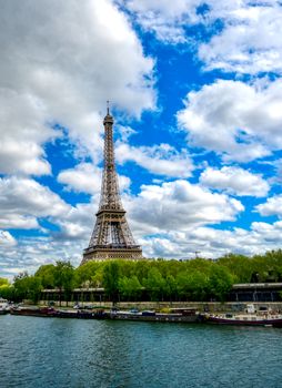 The Eiffel Tower across the River Seine in Paris, France.