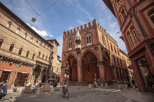 BOLOGNA, ITALY 17 JUNE 2020: Porta Ravegnana in Bologna: an ancient building in the italian city