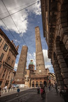 BOLOGNA, ITALY 17 JUNE 2020: Asinelli tower in Bologna, Italy