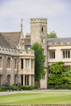 UK, Cambridge - August 2018: Trinity College, Great Court
