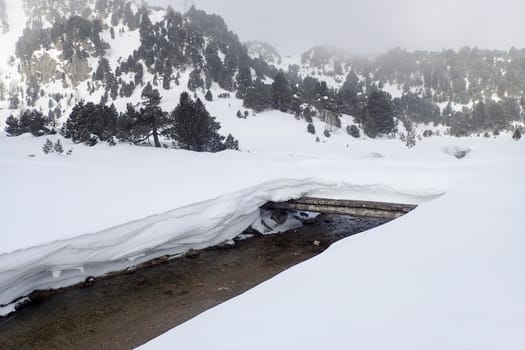 Casaccia, Switzerland: winter landscape, Lareccio canals and Colombe pass