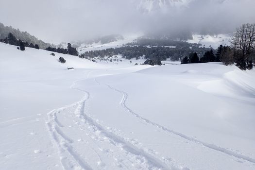 Casaccia, Switzerland: winter landscape, Lareccio canals and Colombe pass