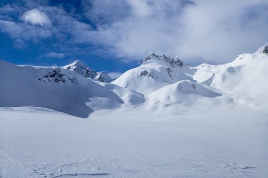 Casaccia, Switzerland: winter landscape, Lareccio canals and Colombe pass