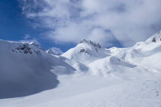 Casaccia, Switzerland: winter landscape, Lareccio canals and Colombe pass