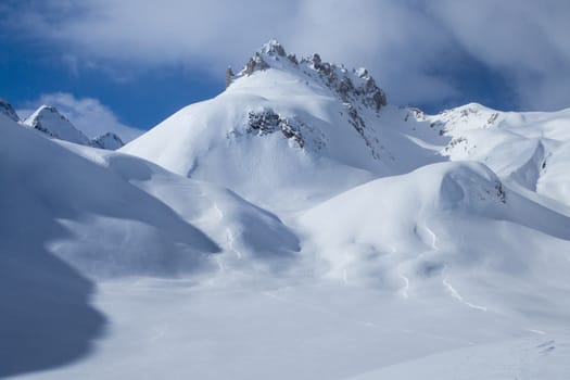 Casaccia, Switzerland: winter landscape, Lareccio canals and Colombe pass