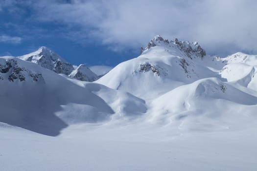 Casaccia, Switzerland: winter landscape, Lareccio canals and Colombe pass