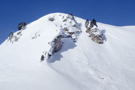 Casaccia, Switzerland: winter landscape, Lareccio canals and Colombe pass