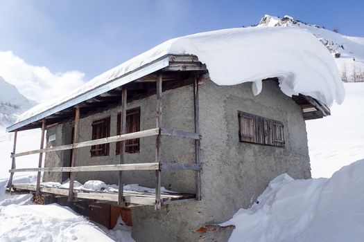 Casaccia, Switzerland: winter landscape, Lareccio canals and Colombe pass