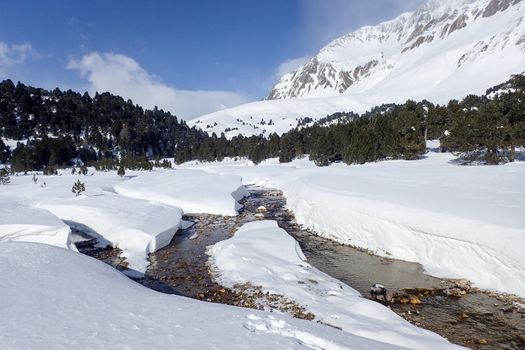 Casaccia, Switzerland: winter landscape, Lareccio canals and Colombe pass