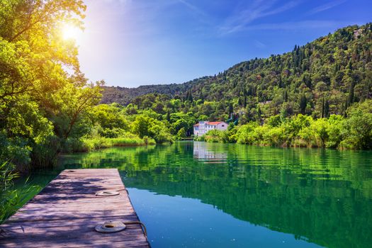 View of Krka National Park, Croatia, Europe. Splendid summer view of Krka waterfalls. Fantastic scene of Krka National Park, Croatia, Europe. 