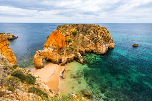 Joao de Arens beach (Praia João de Arens), Algarve, Portimao, Portugal. Remote beach, hidden beach, Praia da Ponta Joao de Arens, Portimao, Algarve, Portimao.