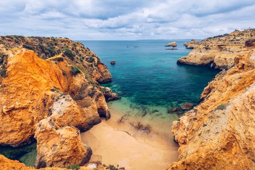 Submarino Beach ("Praia do submarino " in portuguese), located in Alvor, region of Algarve, Portugal. Praia do Submarino, beautiful remote beach in Alvor, Algarve, Portugal.
