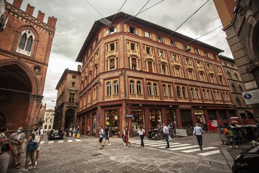 BOLOGNA, ITALY 17 JUNE 2020: Piazza della Mercanzia in Bologna in Italy