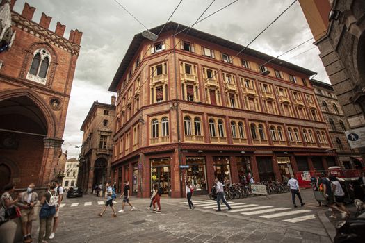 BOLOGNA, ITALY 17 JUNE 2020: Piazza della Mercanzia in Bologna in Italy