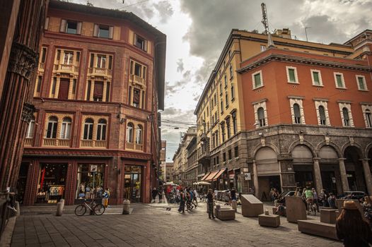 BOLOGNA, ITALY 17 JUNE 2020: Piazza della Mercanzia in Bologna in Italy