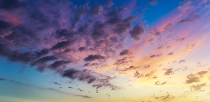 Beautiful sunset or sunrise above the sea. Tropical sunset or sunrise over sea. Colourful sunset or sunrise over water.