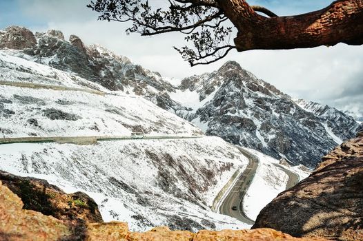 View of Snow Moutain On High Mountain