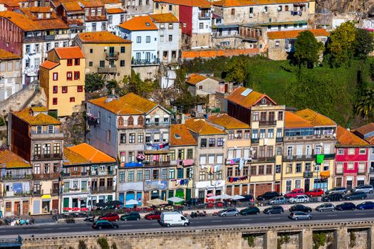Scenic view of the Porto Old Town pier architecture over Duoro river in Porto, Portugal