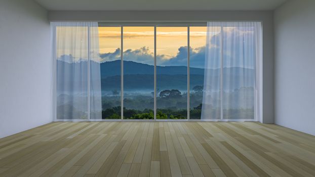 3Ds rendering blank interior-Living room