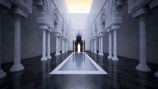 3d rendering image of modern islamic style interior design. 