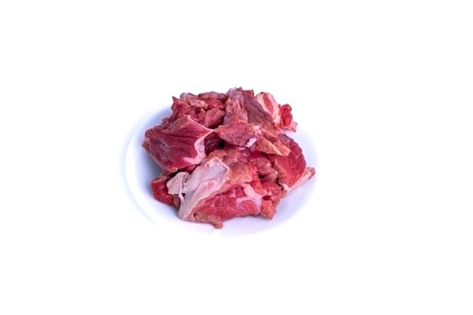 Fresh raw beef steak isolated on white background with selective focus