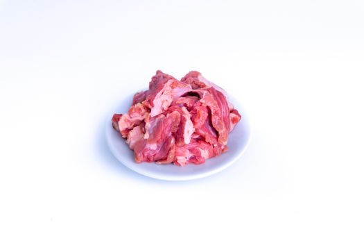 Fresh raw beef steak isolated on white background with selective focus