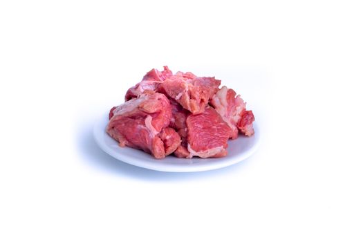 Fresh raw beef steak isolated on white background with selective focus