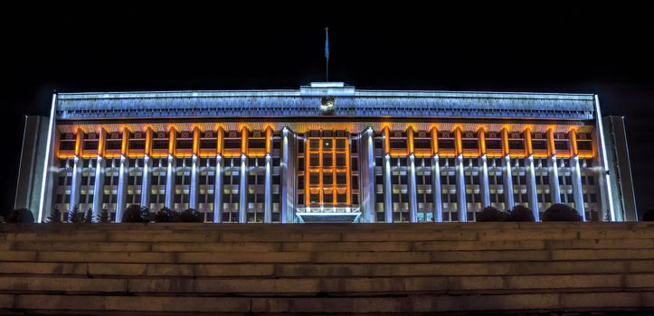 ALMATY, KAZAKHSTAN - MARCH 23, 2016: Night view of the building of city administration at the Republic Square in Almaty, Kazakhstan.

Almaty, Kazakhstan - March 23, 2016: Night view of the building of city administration at the Republic Square in Almaty, Kazakhstan.