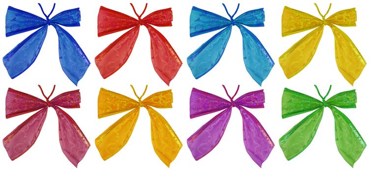 Colorful capron bows isolated on white background.