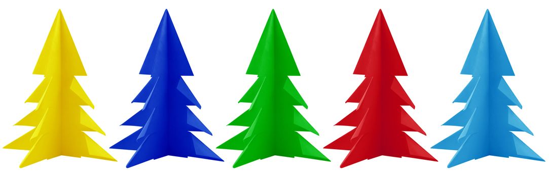 Colorful christmas tree made of paper isolated on white