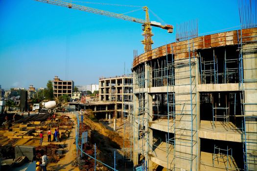 Hyderabad, India - march 2017 : new construction of building in Hyderabad