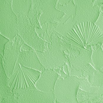 Green background of the structural plaster on the wall                         