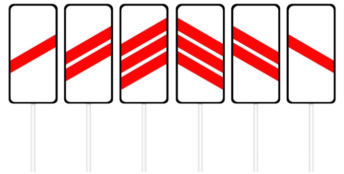 Warning traffic sign isolated on white 3D illustration - Railway crossing