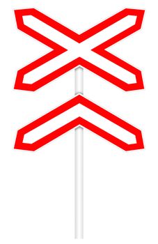 Warning traffic sign isolated on white 3D illustration - Multipath Railway